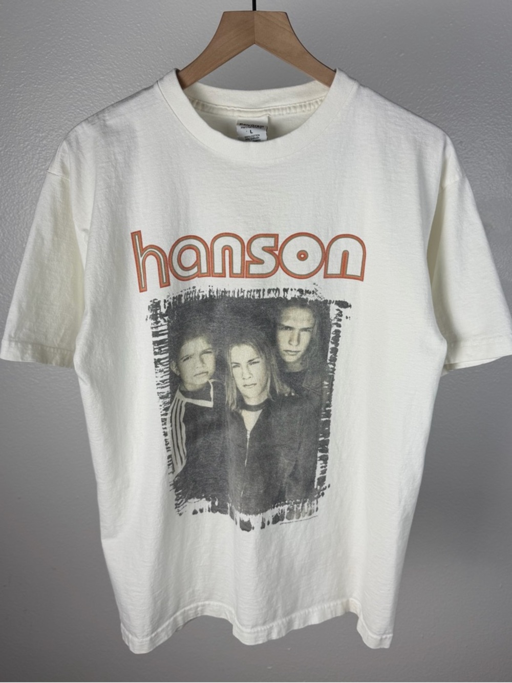 Vintage 90’s Hanson MMMBop Double Sided PolyGram Band 1997 T Shirt Size Large